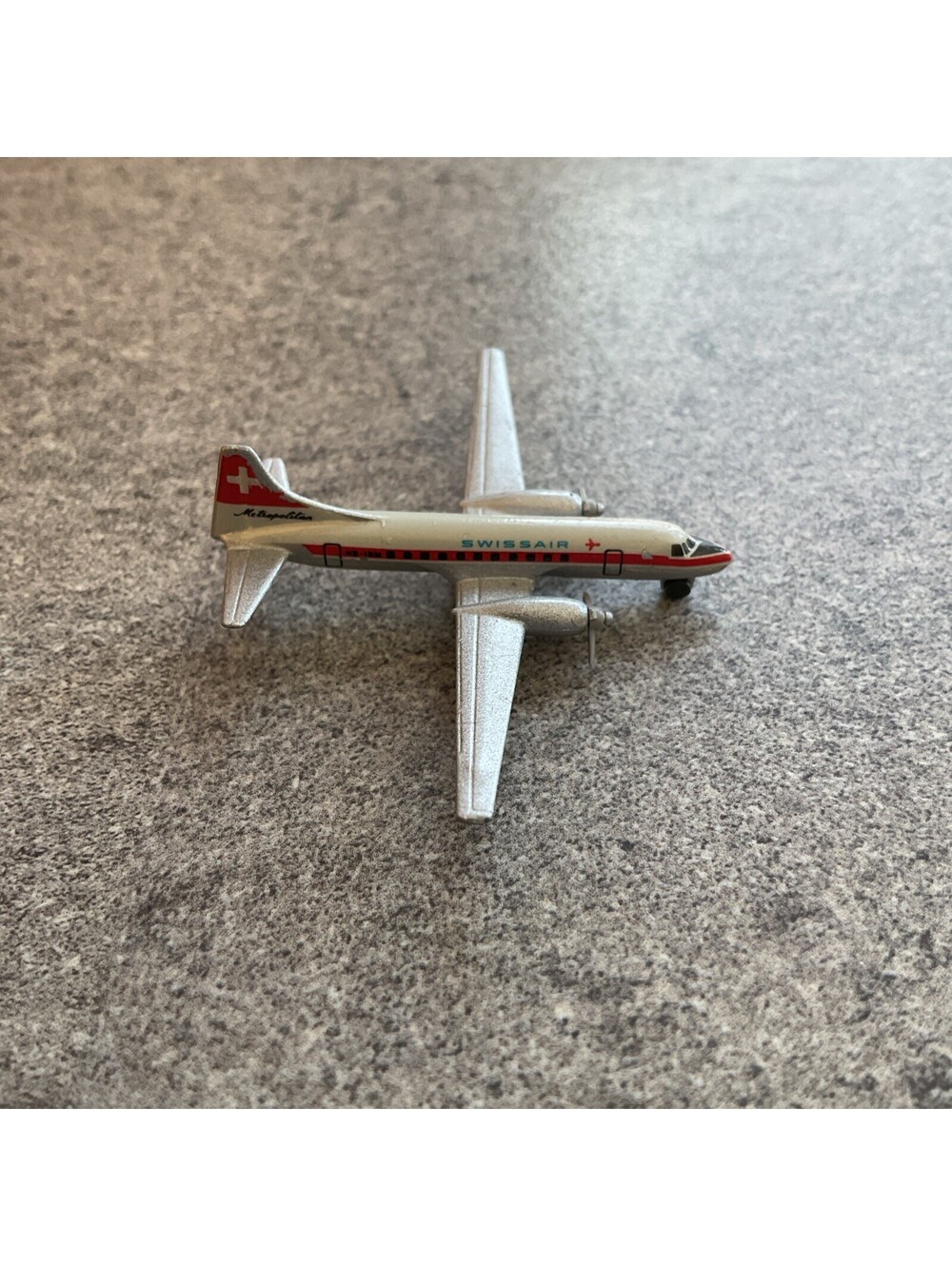 Vintage die-cast Airplane Swissair CV 440 By Schabak 1.6” long A8